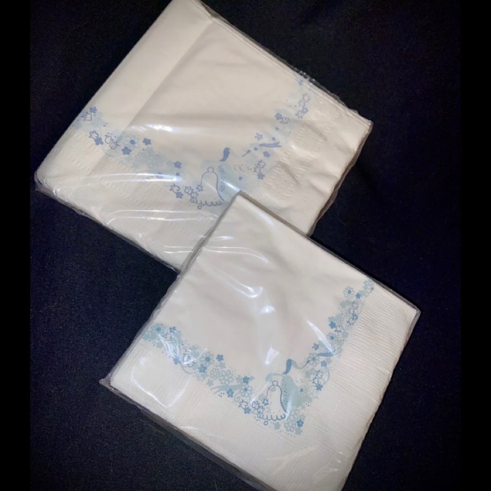Blue Wedding Bell Napkins - 50 Total (25 Dinner + 25 Beverage) Many Available